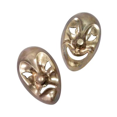 Lot 117 - Pair of Polished Brass Comedy and Tragedy...