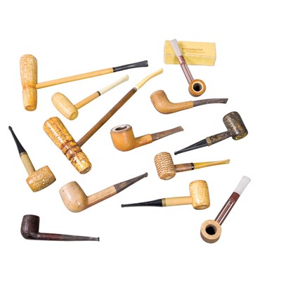 Lot 70 - Group of Vintage Wood Pipes Including corn cob...