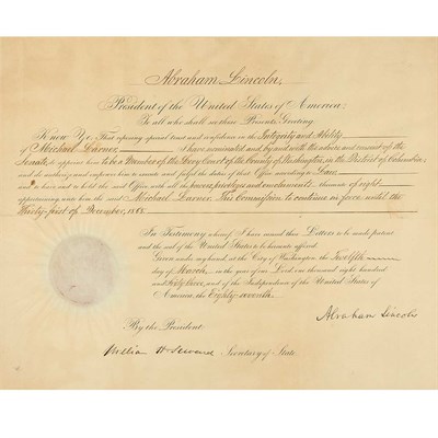 Lot 76 - LINCOLN, ABRAHAM Partially printed document...