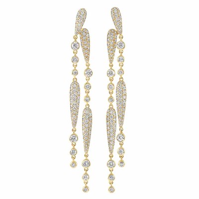 Lot 558 - Pair of Gold and Diamond Pendant-Earrings