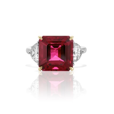 Lot 374 - Platinum, Gold, Rubellite and Diamond Ring