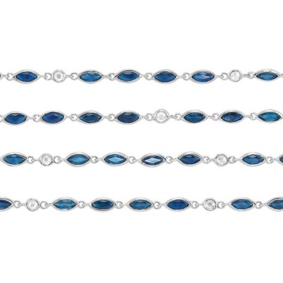 Lot 110 - Long White Gold, Sapphire and Diamond Chain Necklace