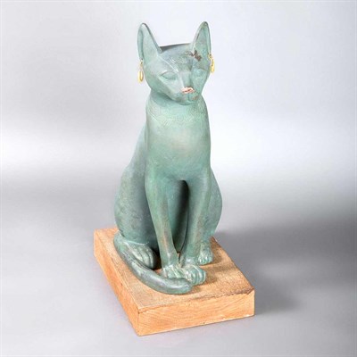 Lot 118 - Patinated-Metal Figure of an Egyptian Cat...