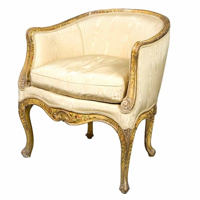Lot 10 - Louis XV Style Painted Bergere With a rounded...