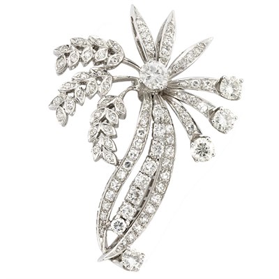 Lot 88 - Platinum and Diamond Flower Brooch