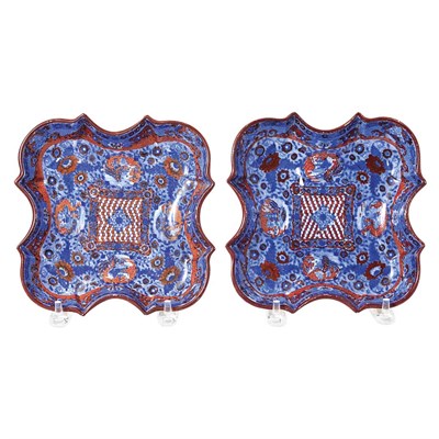 Lot 226 - Pair of English Red and Blue Ironstone Dishes