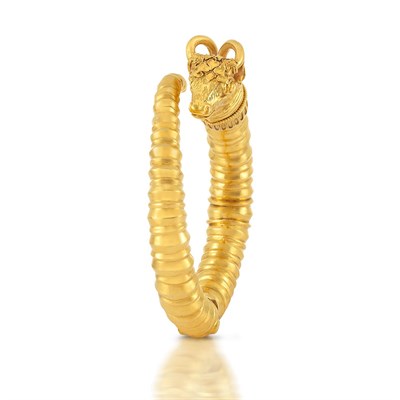 Lot 320 - High Karat Gold Ram's Head Bangle Bracelet, Zolotas