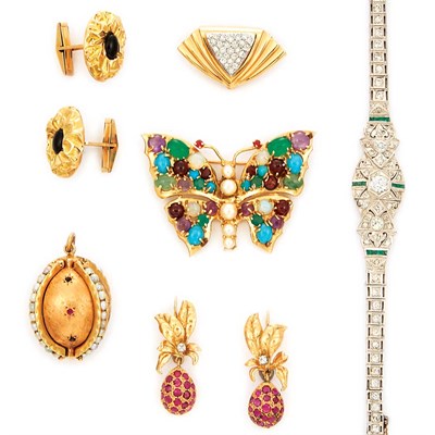 Lot 70 - Group of Assorted Gold and Gem-Set Jewelry