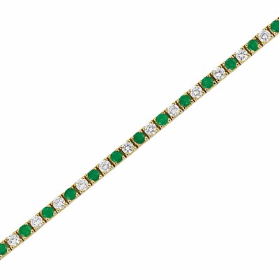 Lot 195 - Gold, Diamond and Emerald Bracelet
