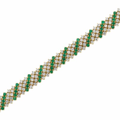 Lot 106 - Gold, Diamond and Emerald Bracelet