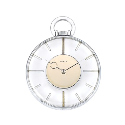 Lot 26 - Acrylic and Metal Open Face Pocket Watch, Flato