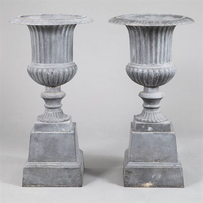 Lot 107 - Pair of Neoclassical Style Black Iron Garden...