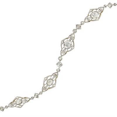 Lot 502 - Antique Platinum, Gold and Diamond Bracelet