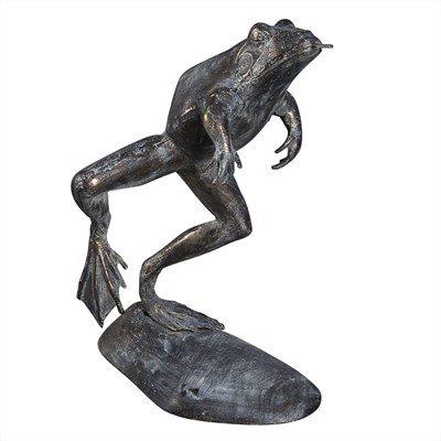 Lot 216 - Patinated-Bronze Figure of a Leaping Frog...