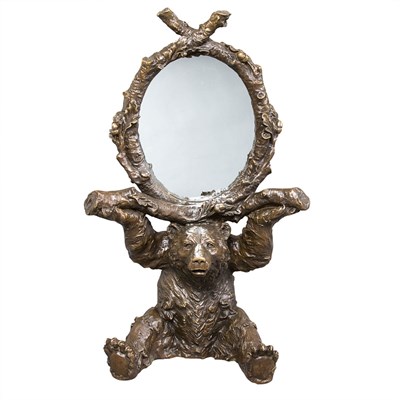 Lot 345 - Bronze Bear-Form Table Mirror Height 23 inches.