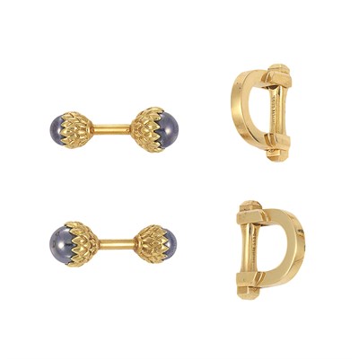 Lot 162 - Pair of Gold and Hematite Acorn Cufflinks and Pair of Stirrup Cufflinks
