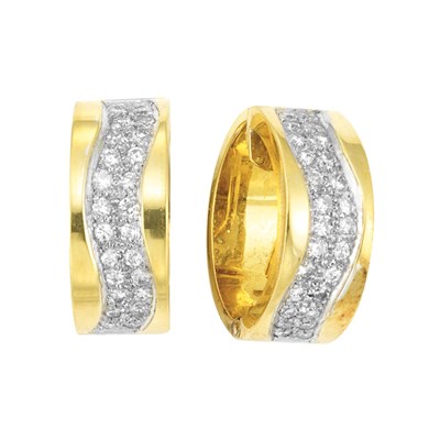 Lot 453 - Pair of Gold and Diamond Hoop Earclips