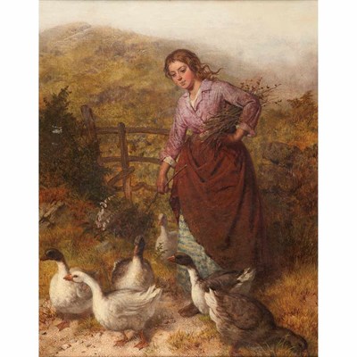 Lot 11 - Isaac Henzell British, d. 1875 The Goose Girl...