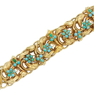 Lot 284 - Antique Gold and Turquoise Bracelet
