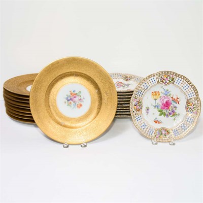 Lot 527 - Set of Eleven Dresden Porcelain Dessert Plates;...