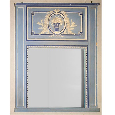 Lot 144 - Louis XVI Style Blue and White Painted Trumeau...