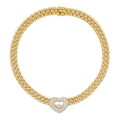 Lot 418 - Gold and "Happy Diamond" Necklace, Chopard
