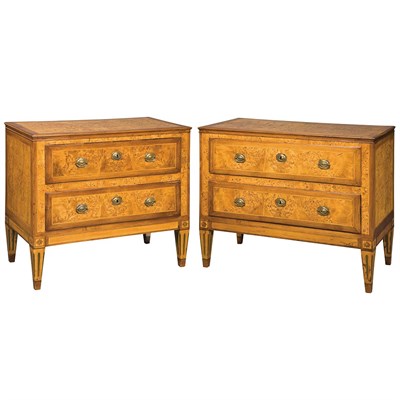Lot 564 - Associated Pair of Italian Neoclassical Walnut...