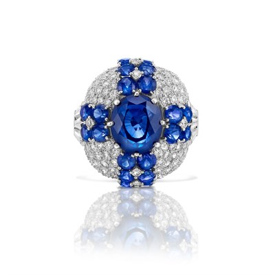 Lot 484 - Platinum, Sapphire and Diamond Ring, Ruser