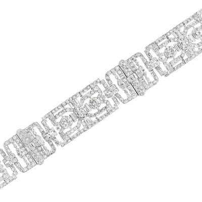 Lot 554 - Art Deco Platinum and Diamond Bracelet