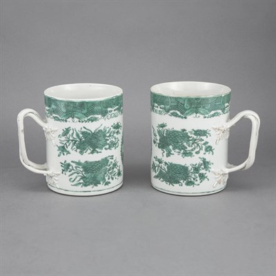 Lot 107 - Two Chinese Export Green Fitzhugh Porcelain...