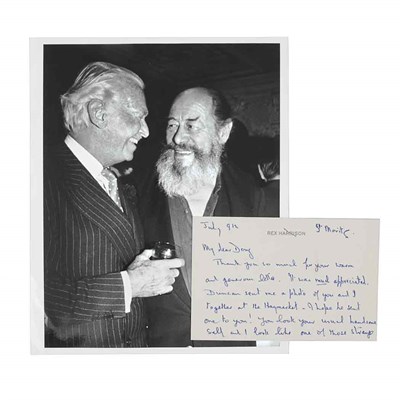 Lot 292 - HARRISON, REX Autograph note signed to Douglas...