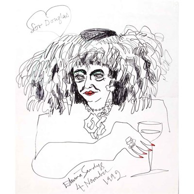 Lot 134 - SANDYS, EDWINA Drawing (a self-caricature?) in...