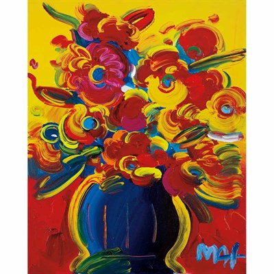 Lot 165 - Peter Max American, b. 1937 Vase of Flowers...