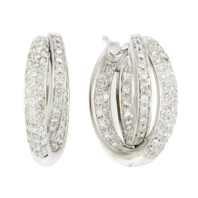 Lot 101 - Pair of White Gold and Diamond Hoop Earrings, Wempe