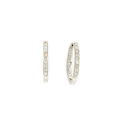 Lot 28 - Pair of White Gold and Diamond Hoop Earrings