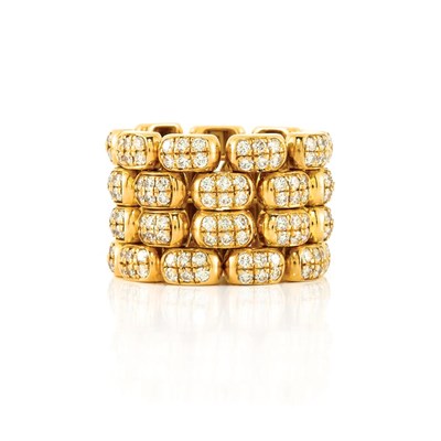 Lot 408 - Flexible Wide Gold and Diamond Band Ring