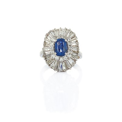 Lot 46 - White Gold, Sapphire and Diamond Ballerina Ring