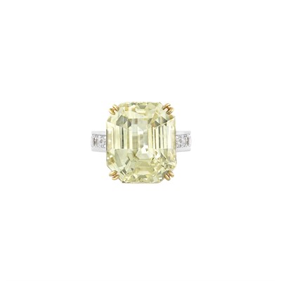 Lot 468 - Platinum, Gold, Yellow Sapphire and Diamond Ring