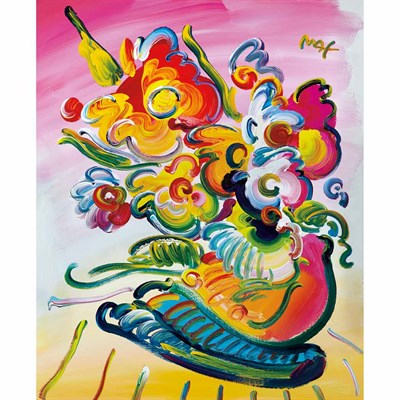 Lot 166 - Peter Max American, b. 1937 Vase of Flowers...