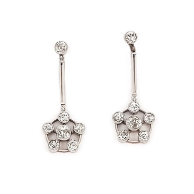 Lot 84 - Pair of Diamond Drop Earrings