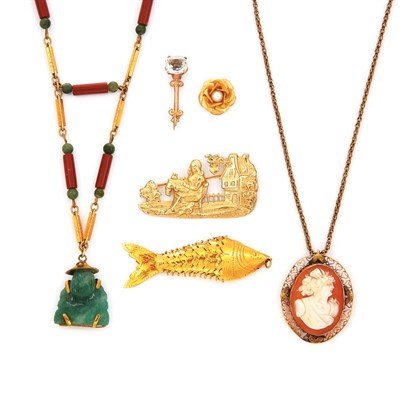 Lot 136 - Group of Assorted Gold and Metal Jewelry