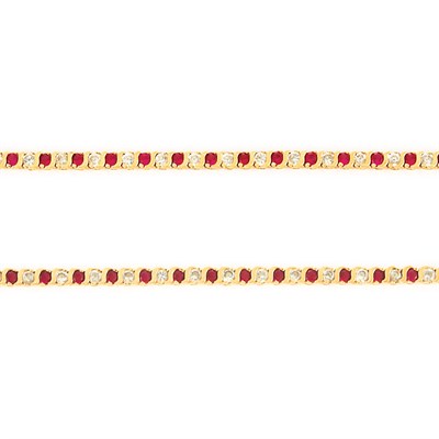 Lot 18 - Gold, Simulated Ruby and Simulated Diamond Necklace and Bracelet