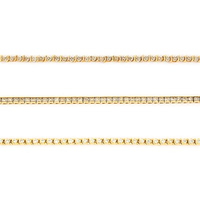 Lot 9 - Three Gold and Diamond Bracelets