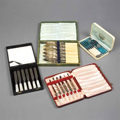 Lot 283 - Two Boxes of Silver and Silver Plated Fish...