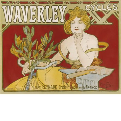 Lot 453 - Alphonse Mucha WAVERLEY CYCLES Color...