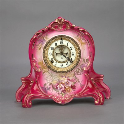 Lot 308 - Royal Bonn Ceramic Mantel Clock Ansonia Clock...