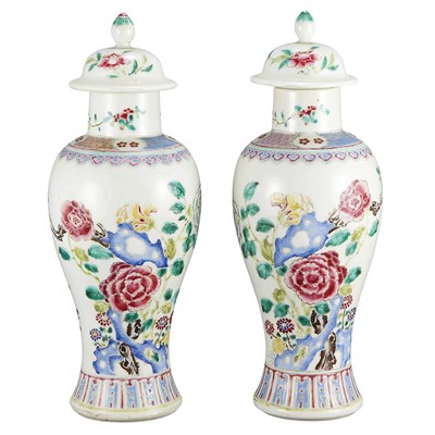 Lot 325 - Pair of Chinese Famille Rose Porcelain Covered...