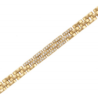 Lot 570 - Gold and Diamond "Panther" Bracelet, Cartier