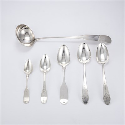Lot 220 - Group of Coin Silver Flatware and Serving...