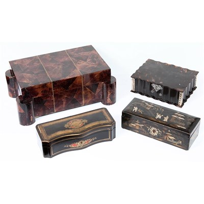 Lot 366 - Group of Five Boxes Including a tortoise shell...